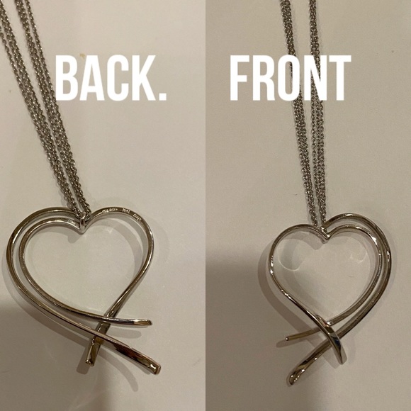 White Gold Unique Heart Necklace ❤️ - Picture 2 of 12